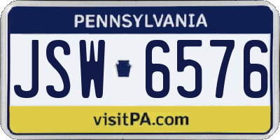 PA license plate JSW6576
