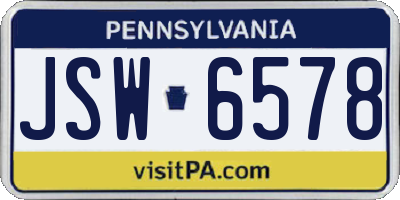 PA license plate JSW6578