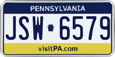 PA license plate JSW6579