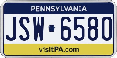 PA license plate JSW6580
