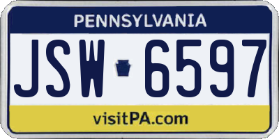 PA license plate JSW6597