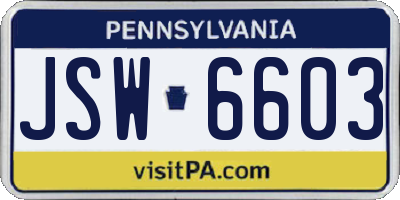PA license plate JSW6603