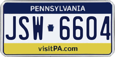 PA license plate JSW6604
