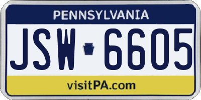 PA license plate JSW6605