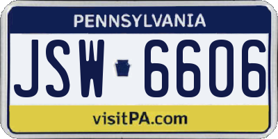 PA license plate JSW6606