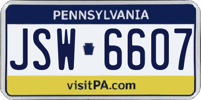 PA license plate JSW6607