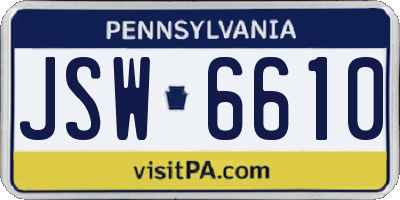 PA license plate JSW6610