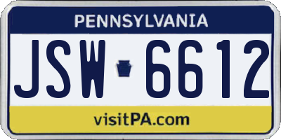 PA license plate JSW6612