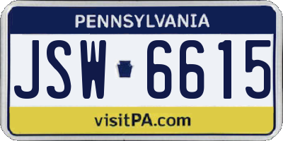 PA license plate JSW6615