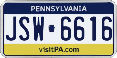 PA license plate JSW6616