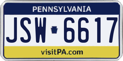 PA license plate JSW6617