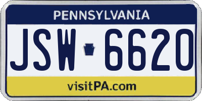 PA license plate JSW6620