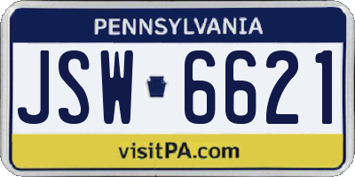 PA license plate JSW6621