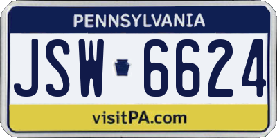 PA license plate JSW6624