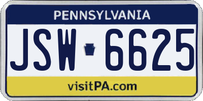 PA license plate JSW6625