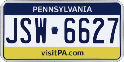 PA license plate JSW6627