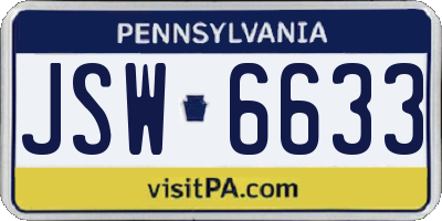 PA license plate JSW6633