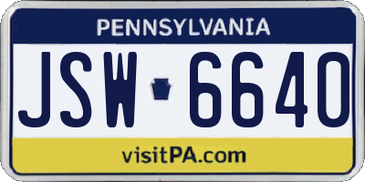 PA license plate JSW6640