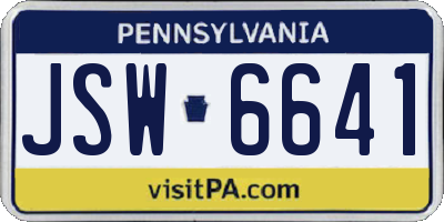 PA license plate JSW6641