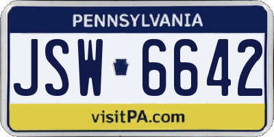 PA license plate JSW6642