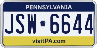PA license plate JSW6644