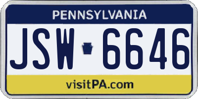 PA license plate JSW6646