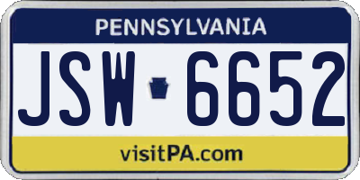 PA license plate JSW6652