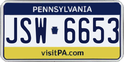 PA license plate JSW6653