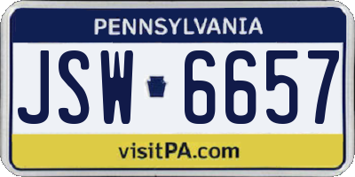 PA license plate JSW6657