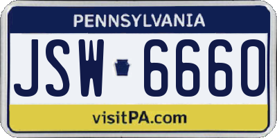 PA license plate JSW6660