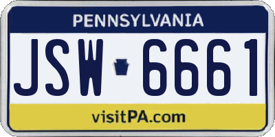 PA license plate JSW6661