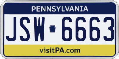 PA license plate JSW6663