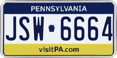 PA license plate JSW6664