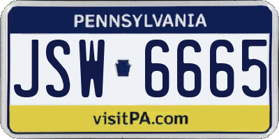 PA license plate JSW6665