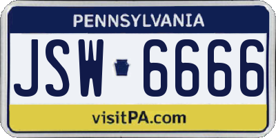 PA license plate JSW6666