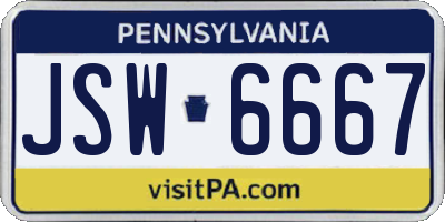 PA license plate JSW6667