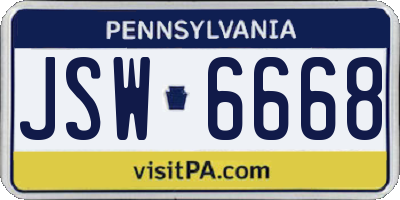 PA license plate JSW6668