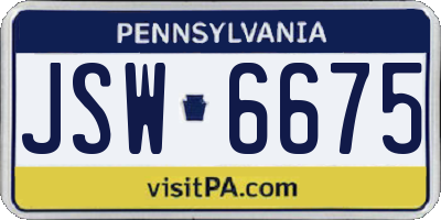 PA license plate JSW6675