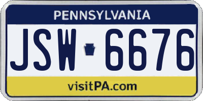PA license plate JSW6676