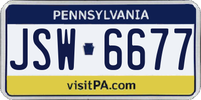 PA license plate JSW6677