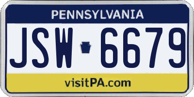PA license plate JSW6679