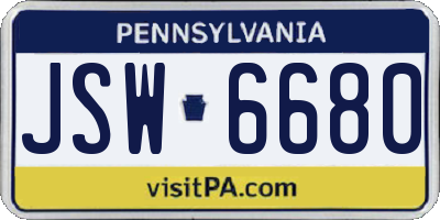 PA license plate JSW6680
