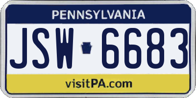 PA license plate JSW6683