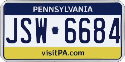 PA license plate JSW6684