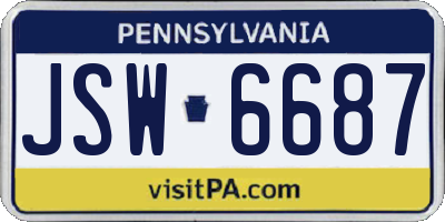 PA license plate JSW6687