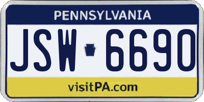 PA license plate JSW6690