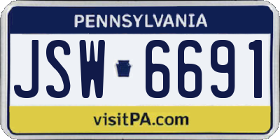 PA license plate JSW6691