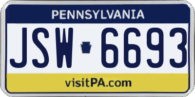 PA license plate JSW6693