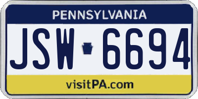 PA license plate JSW6694