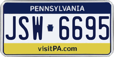 PA license plate JSW6695